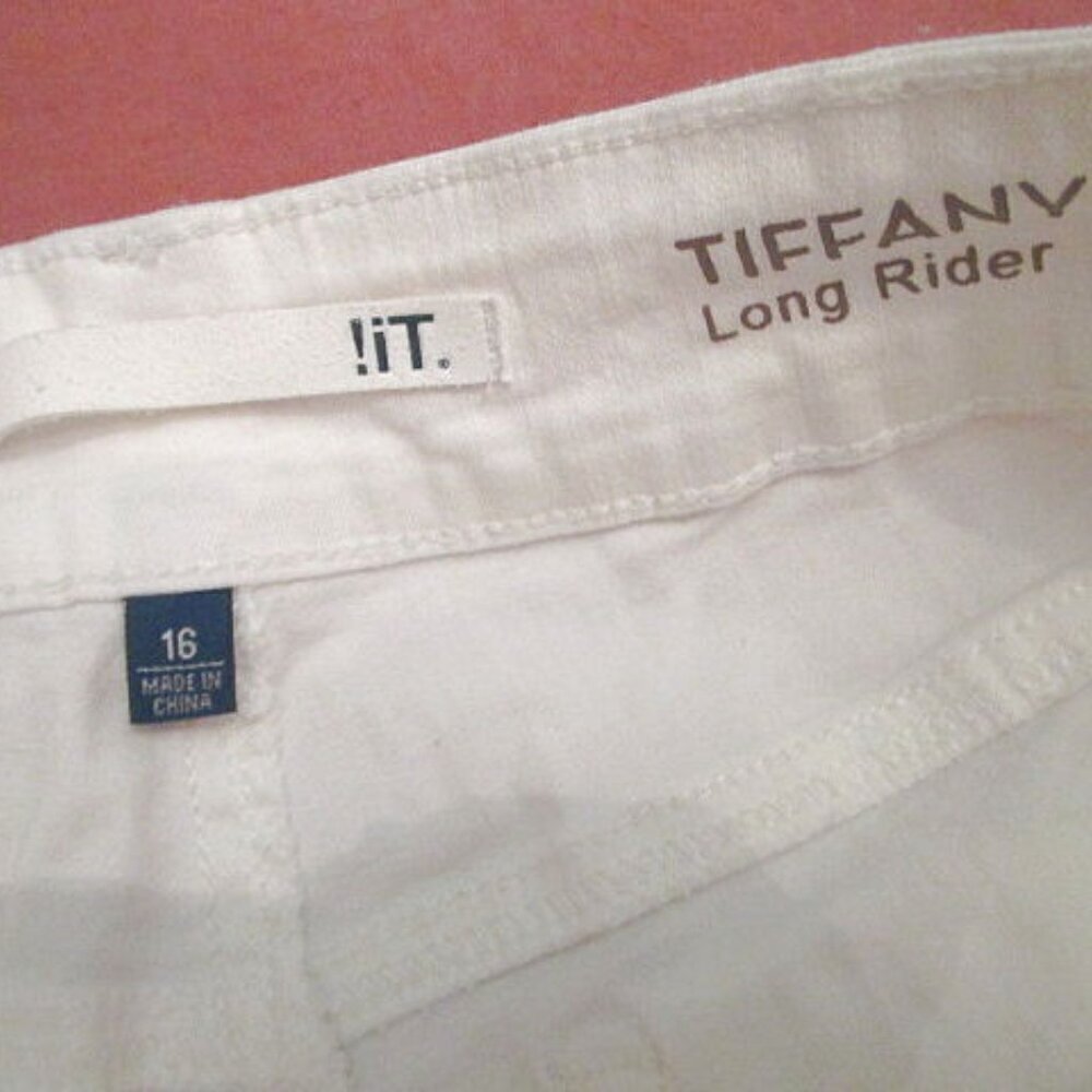 iT Jeans Bermuda Shorts Size 16 Stretch High Rise Denim Long Rider Tiffany White - Picture 3 of 5